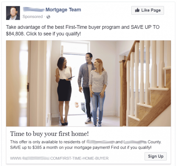 facebook ad mortgage